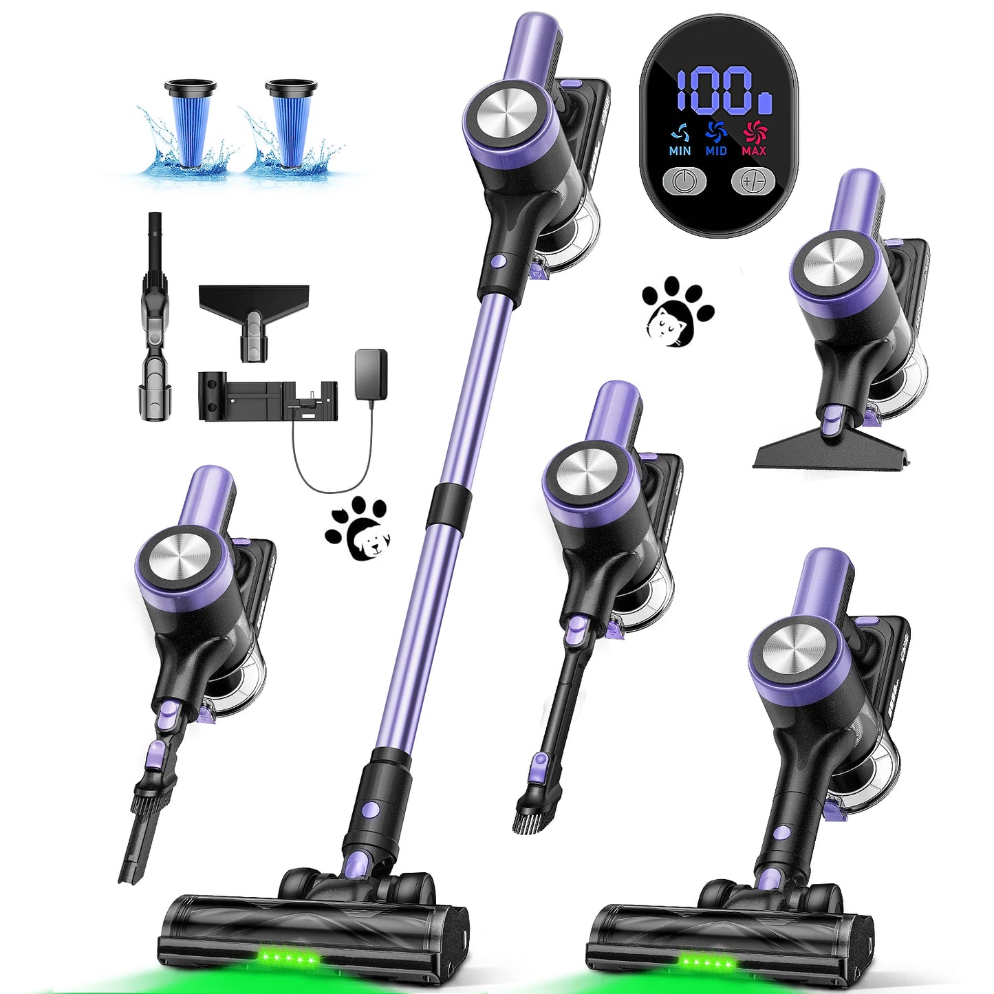 50Watts/55KPA - Cordless Handheld Vacuum Cleaner, 60-Minute Battery Capacity