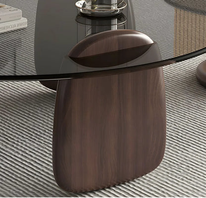 20"/31.5"/35.5", SET OF 2 - ROUND RUSTIC ACCENT LOW COFFEE NESTING TABLES