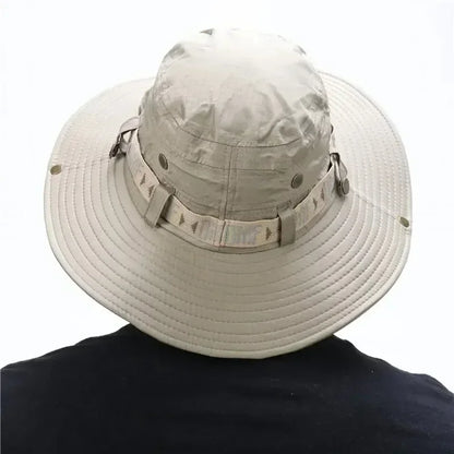 Summer Men Bucket Hat Outdoor UV Protection Wide Brim Panama Safari Hunting Hiking Hat Mesh Fisherman Hat Beach Cap 2035