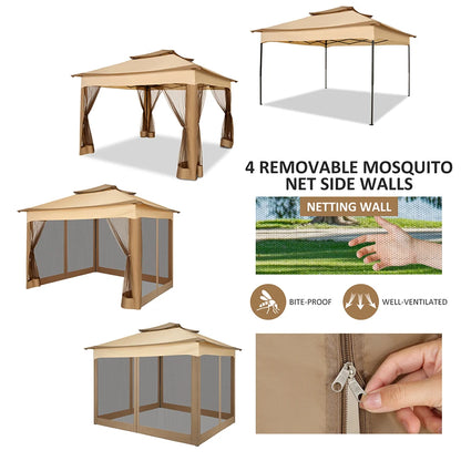 11-Ft x 11-Ft - Pop-Up Gazebo One-Push Canopy Tent w/Mosquito Nettings 
10-Ft x 10-Ft Outdoor Canopy Shelter with Double Roof Ventilation