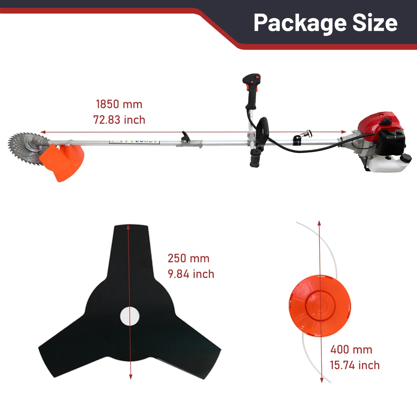 52cc, 2-Stroke - 4-in-1  Straight Shaft Weed Wacker/Weed Eater Trimmer