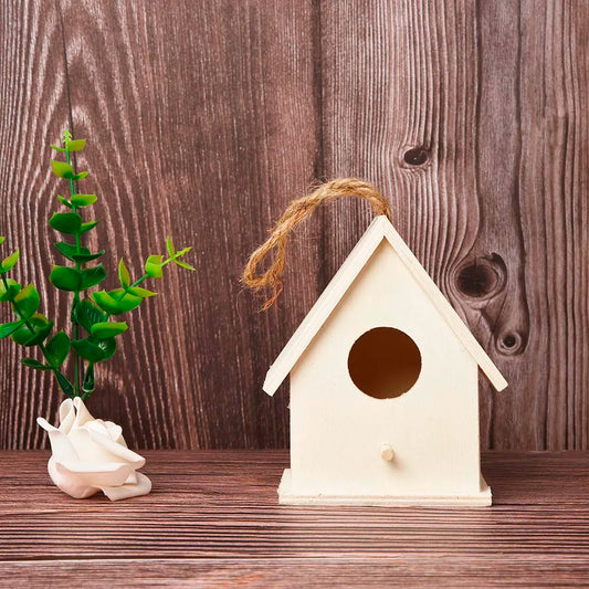 7.97in x 2.75in x 3.93in - HANGING WOODEN BOX BIRD HOUSE