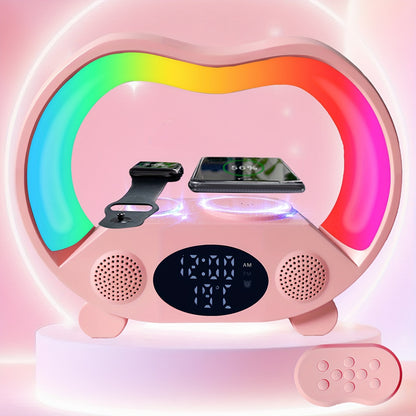 6-in-1 - NIGHT LIGHT, WIRELESS CHARGER/SPEAKER/ALARM CLOCK