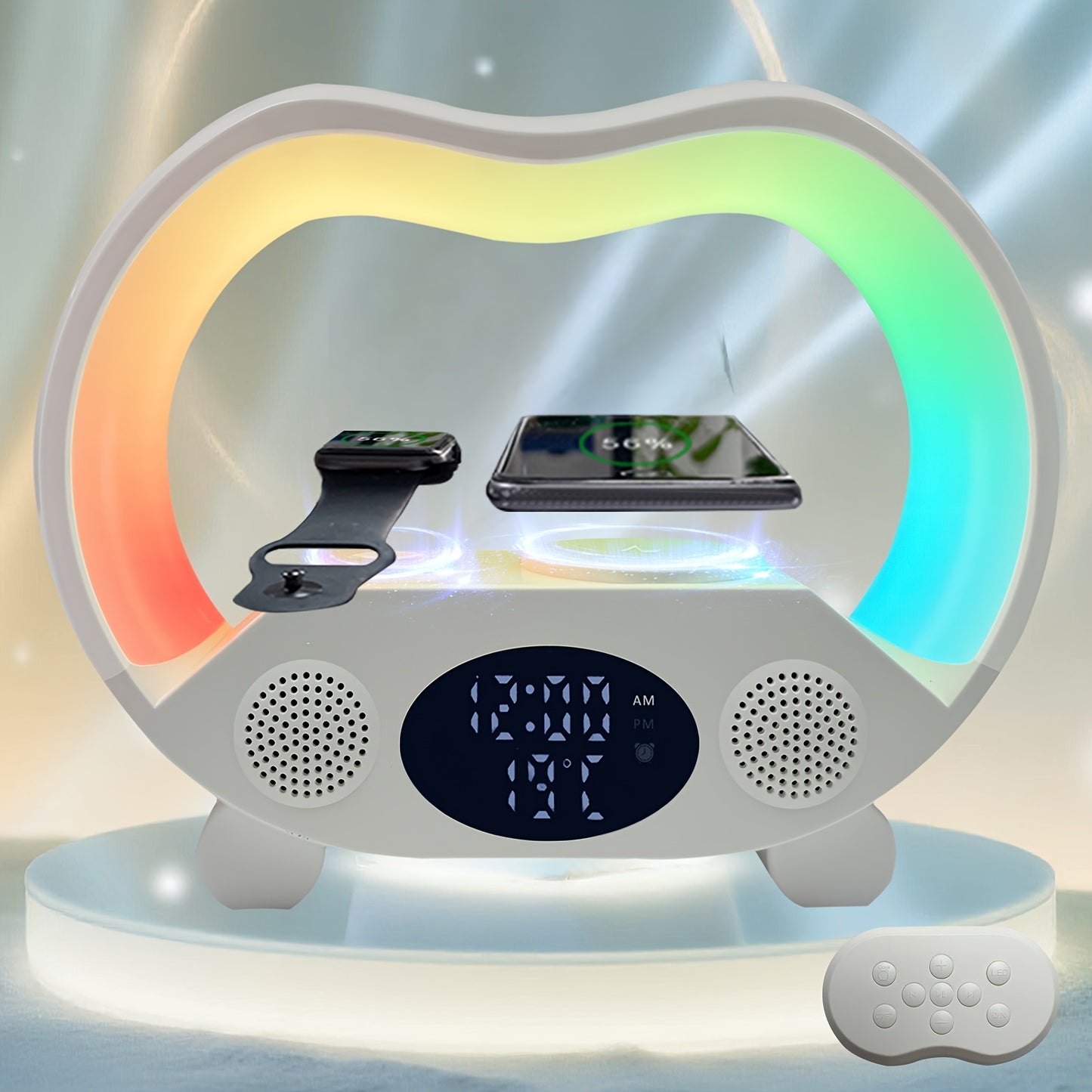6-in-1 - NIGHT LIGHT, WIRELESS CHARGER/SPEAKER/ALARM CLOCK