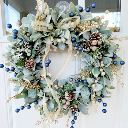 16in - ARTIFICIAL BLUEBERRY & EUCALYPTUS FRONT DOOR WREATHS