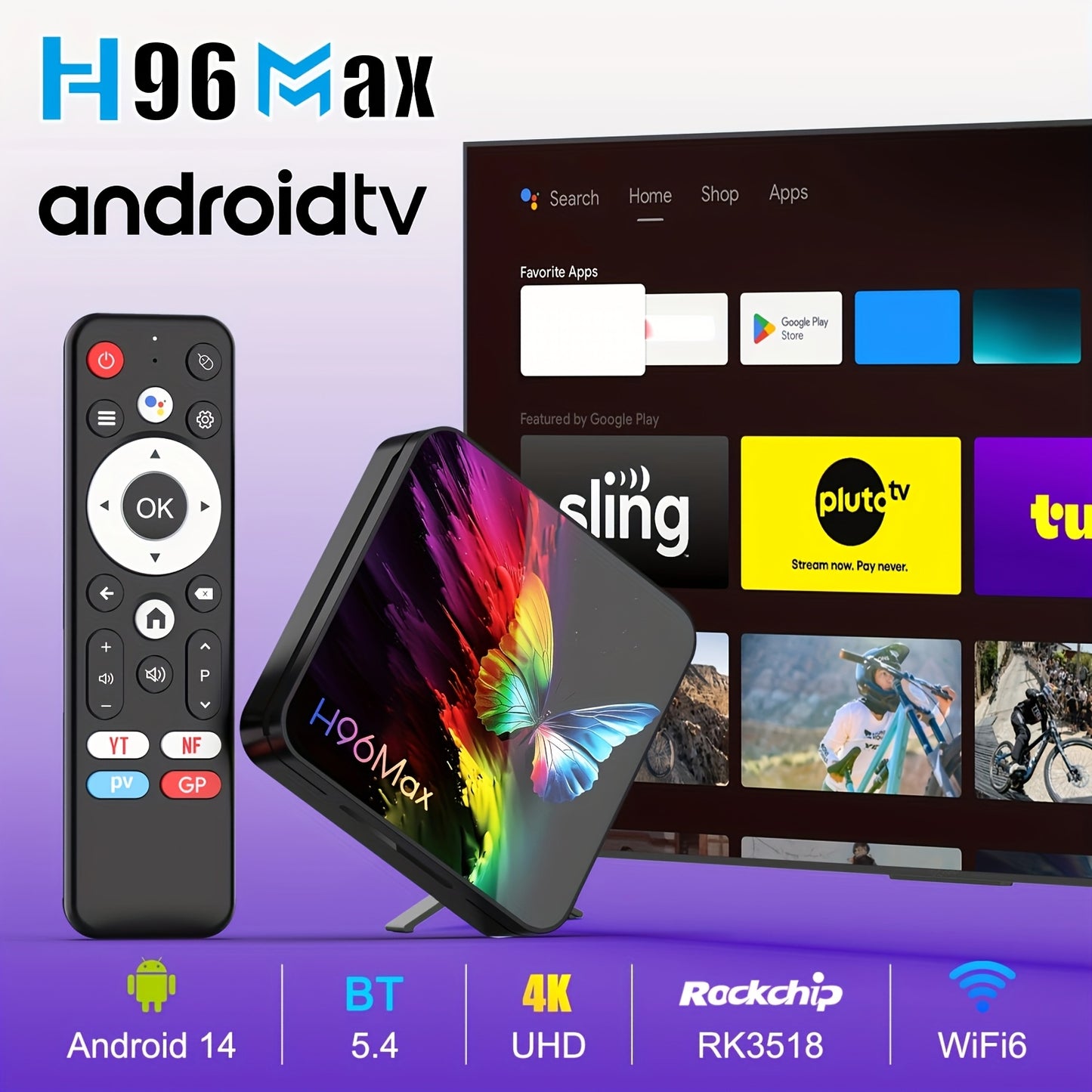 ANDROID 14.0 SMART TV BOX WIRELESS GOOGLE VOICE ASSISTANT