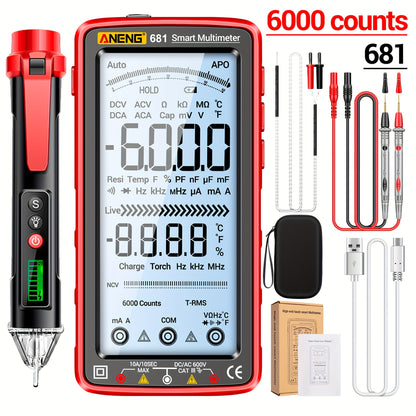PROFESSIONAL AUTO-RANGING TOUCH SCREEN DIGITAL MULTIMETER TESTER