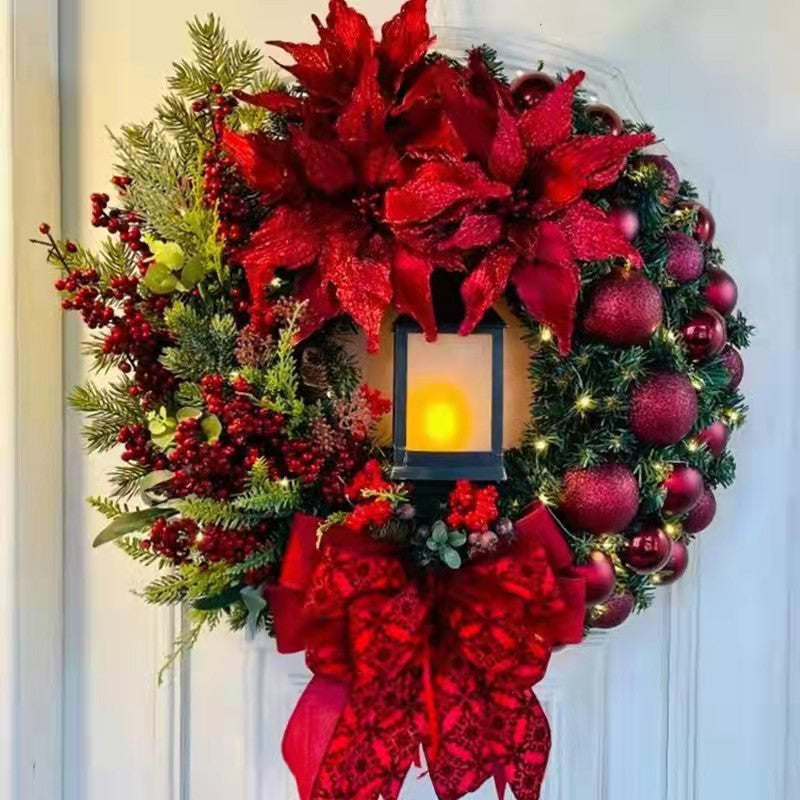 17.7in - LED LIT CHRISTMAS FRONT DOOR WREATH DECORATIONS