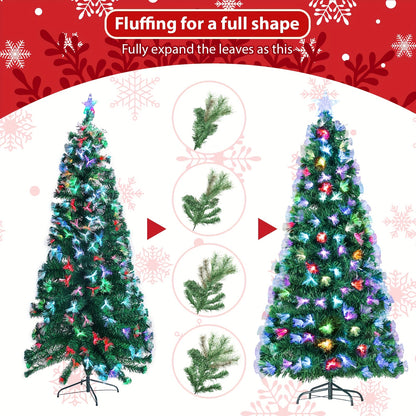 6ft/8ft/9ft/10ft - PRE-LIT FIBER OPTIC ARTIFICIAL SPRUCE CHRISTMAS TREE