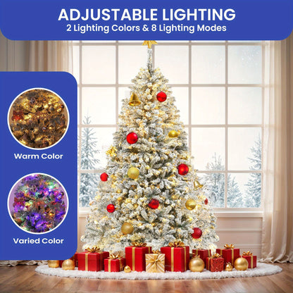 9ft - SNOW FLOCKED ARTIFICIAL CHRISTMAS TREE w/2,094 BRANCH TIPS