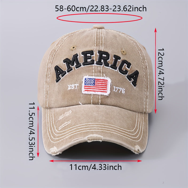 VINTAGE WASHED AMERICAN FLAG SOFT TOP BASEBALL CAP