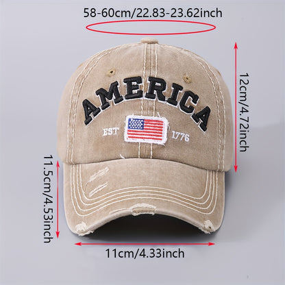 VINTAGE WASHED AMERICAN FLAG SOFT TOP BASEBALL CAP
