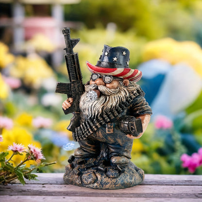 4.9in - GARDEN CITIZEN SOLDIER GNOME W/GUN