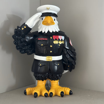 PATRIOTIC RESIN EAGLE STATUE MILITARY SALUTE STATUE