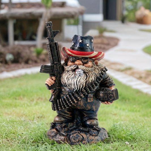 4.9in - GARDEN CITIZEN SOLDIER GNOME W/GUN