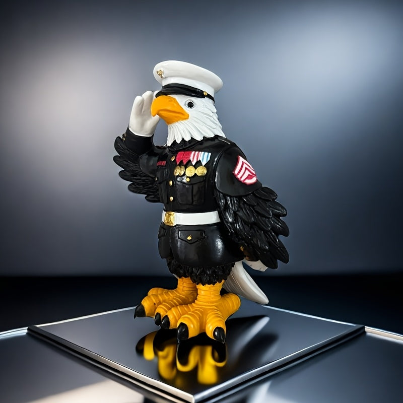PATRIOTIC RESIN EAGLE STATUE MILITARY SALUTE STATUE