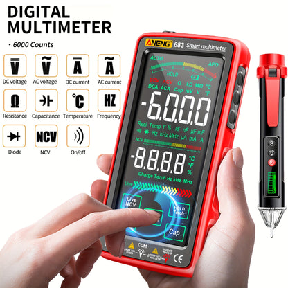 PROFESSIONAL AUTO-RANGING TOUCH SCREEN DIGITAL MULTIMETER TESTER