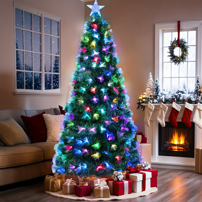6ft/8ft/9ft/10ft - PRE-LIT FIBER OPTIC ARTIFICIAL SPRUCE CHRISTMAS TREE