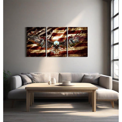 3pcs - AMERICAN FLAG WOOD FRAMED CANVAS WRAPPED PAINTINGS