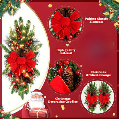 2pcs/3pcs/4pcs/5pcs, 23.62in -  CHRISTMAS STAIR FRONT DOOR WREATHS DECORATIONS