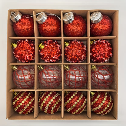 16pcs, 2.36in - CHAMPAGNE PLASTIC CHRISTMAS ORNAMENT DECORATIONS
