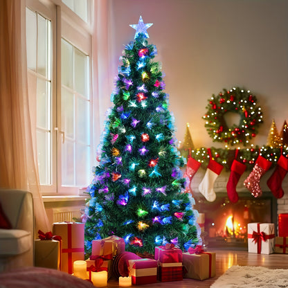 6ft/8ft/9ft/10ft - PRE-LIT FIBER OPTIC ARTIFICIAL SPRUCE CHRISTMAS TREE