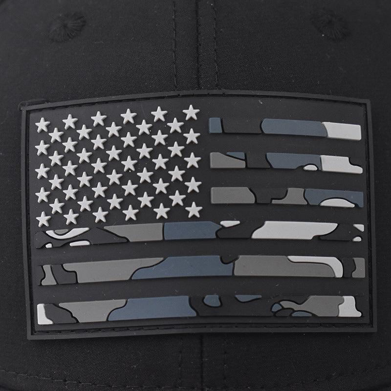 CAMOUFLAGED USA FLAG  SOFT TOP BASEBALL CAP