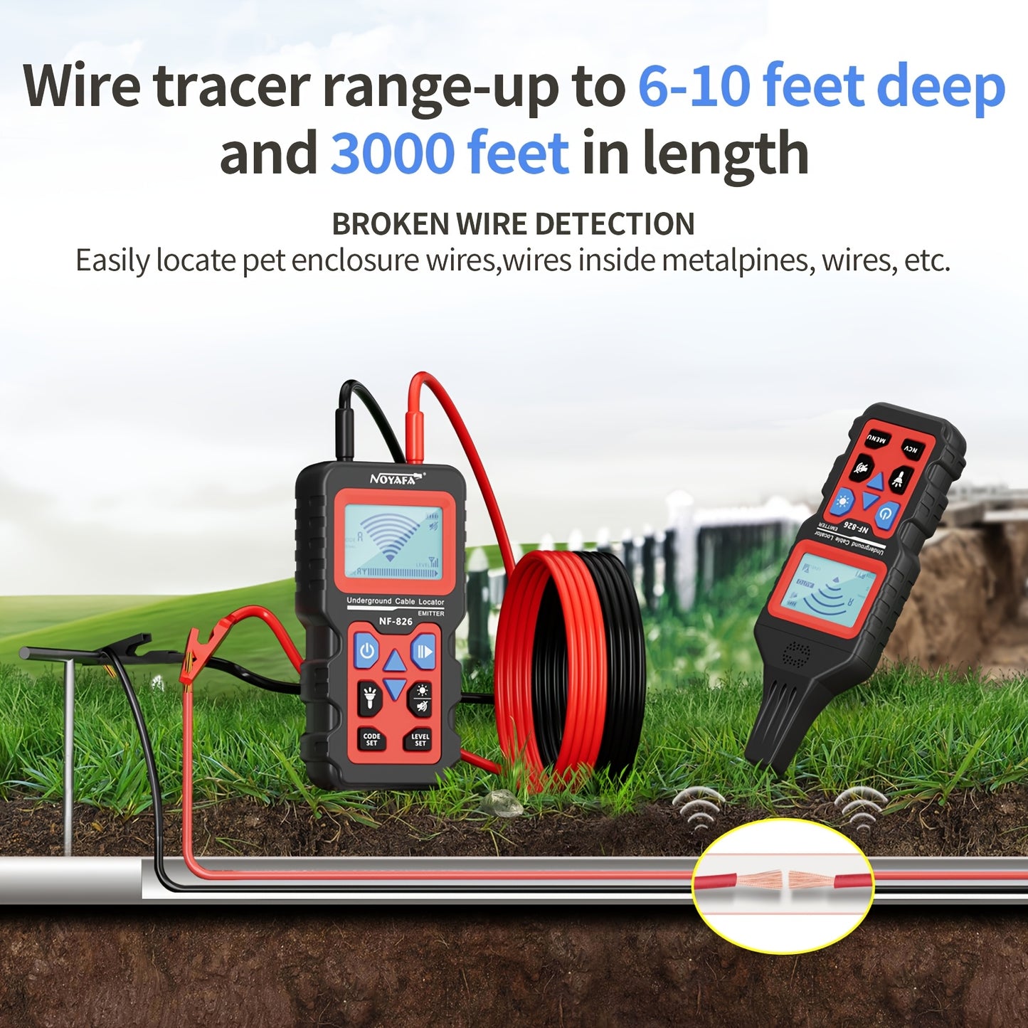 UNDERGROUND CABLE/WIRE/PIPE LOCATOR CIRCUIT TRACER
