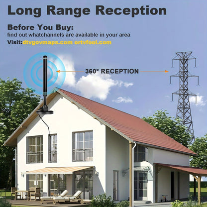 1000-MILE ACCEPTANCE RANGE DIGITAL TV ANTENNA, EASY INSTALL