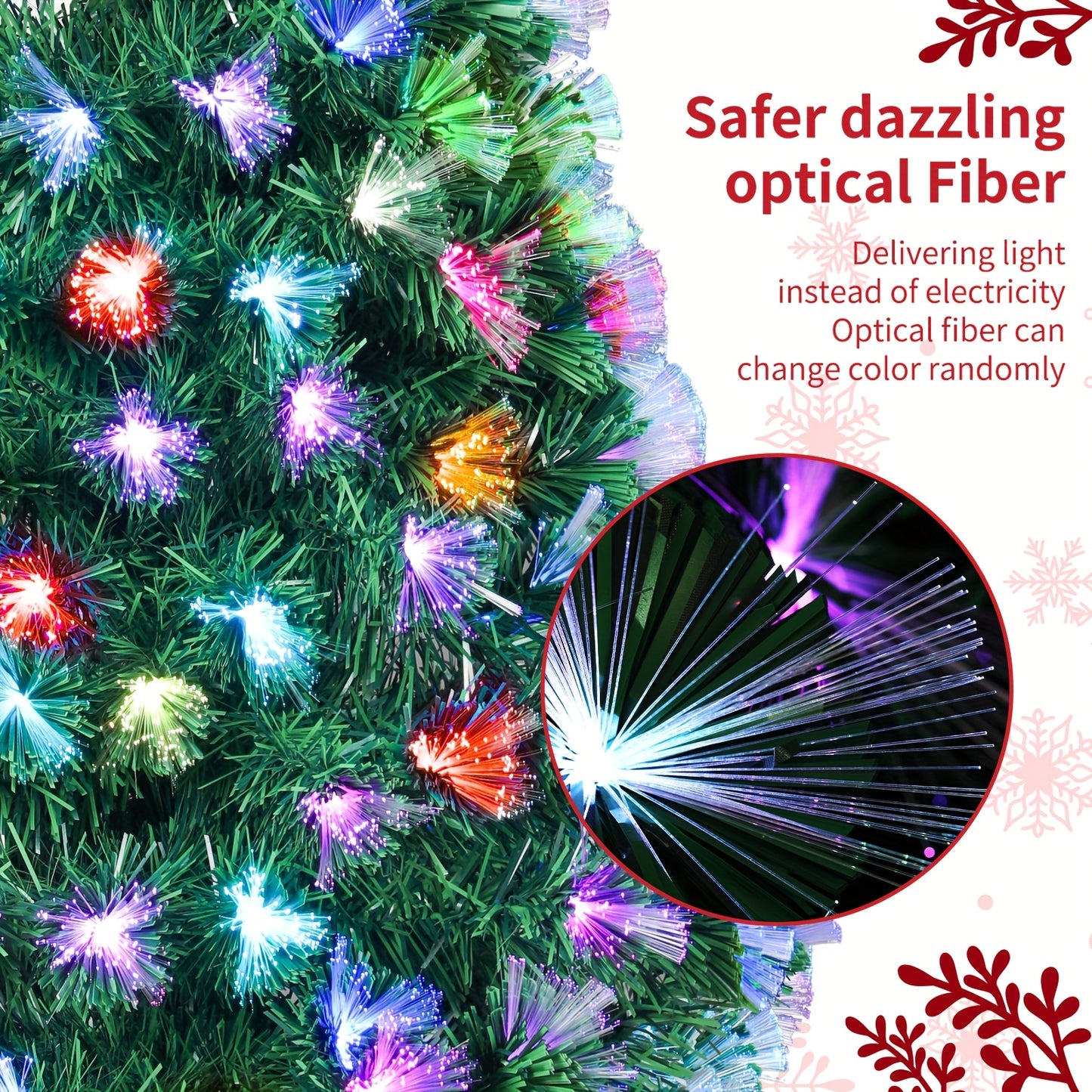 6ft/8ft/9ft/10ft - PRE-LIT FIBER OPTIC ARTIFICIAL SPRUCE CHRISTMAS TREE