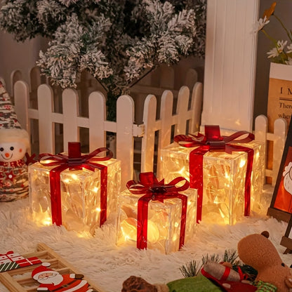 SET OF 3 - EXQUISITE LUMINOUS CHRISTMAS GIFT BOXES