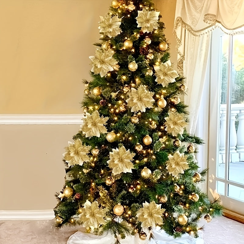 60pcs, 5.9in - SHINY DOUBLE LAYER PINK EDGE CHRISTMAS TREE