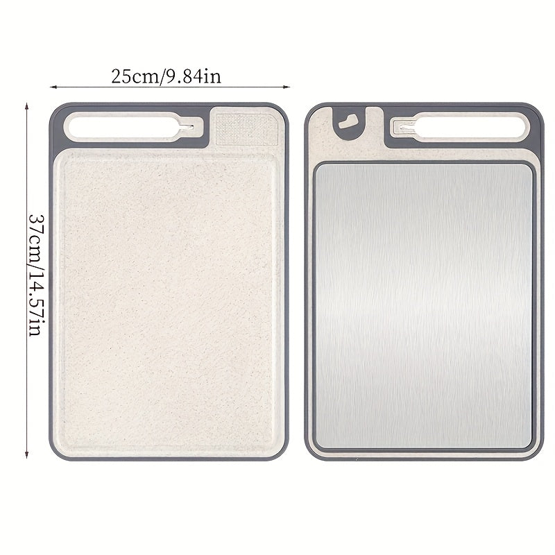 1pc - DUAL SIDED STAINLESS STEEL CUTTING BOARDS W/BUILT-IN SHARPENER