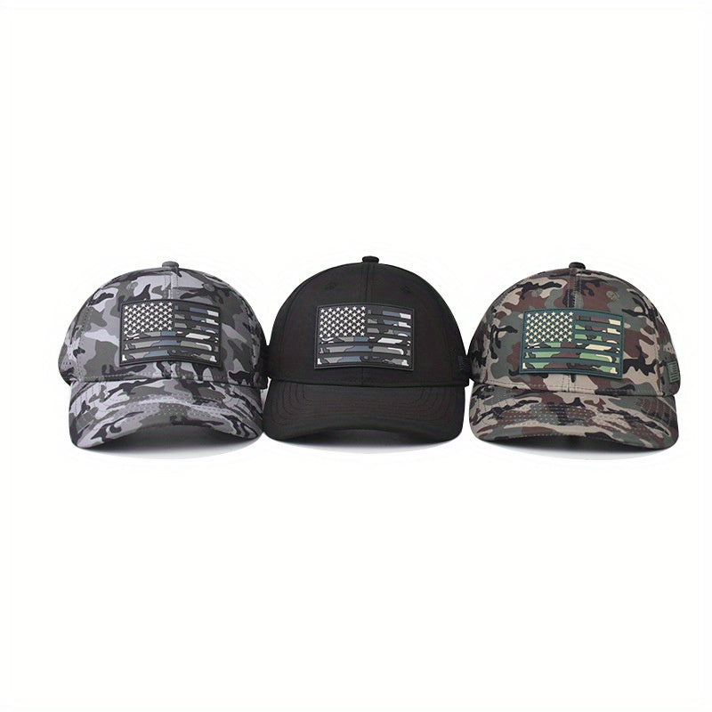 CAMOUFLAGED USA FLAG  SOFT TOP BASEBALL CAP