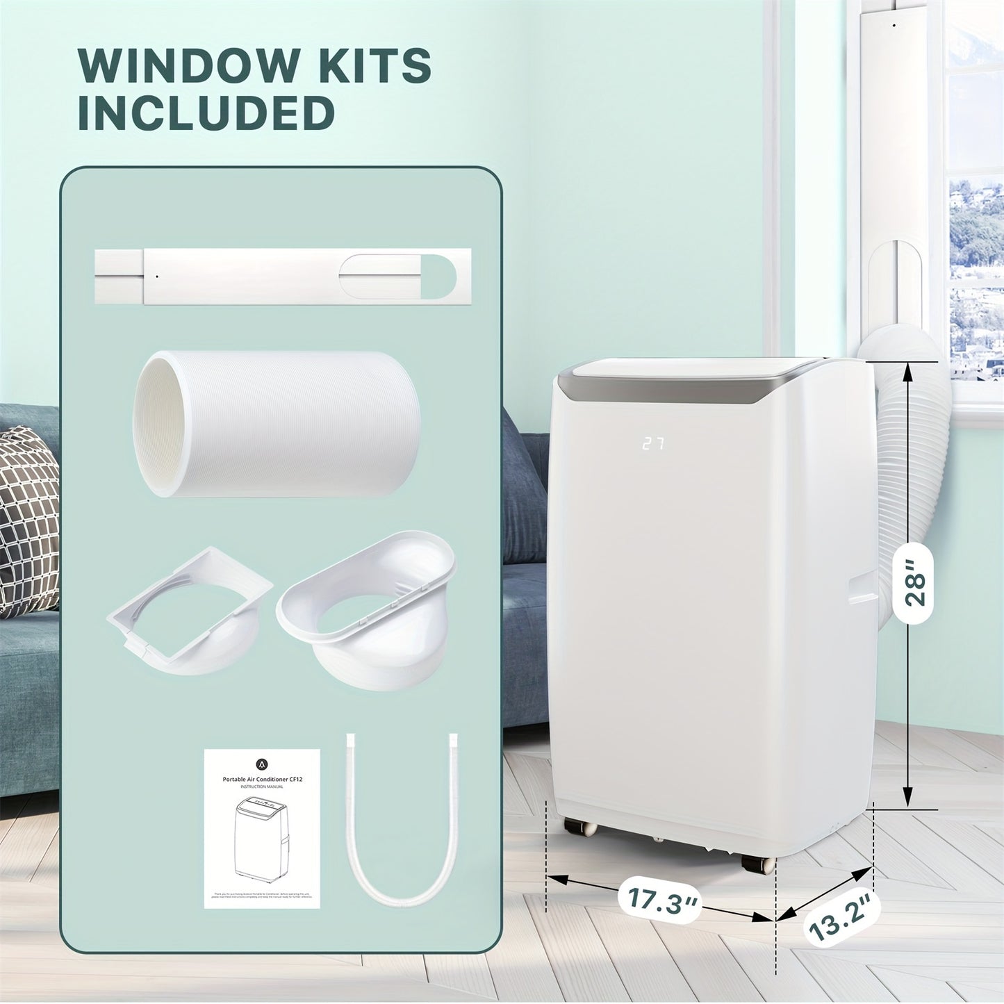 3-in-1 - 12,000 BTU PORTABLE AIR CONDITIONER, COOL 500 SQ FT