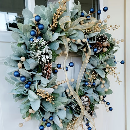 16in - ARTIFICIAL BLUEBERRY & EUCALYPTUS FRONT DOOR WREATHS